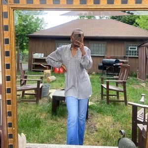 Grey Cottagecore Flowy Dainty Feminine Top